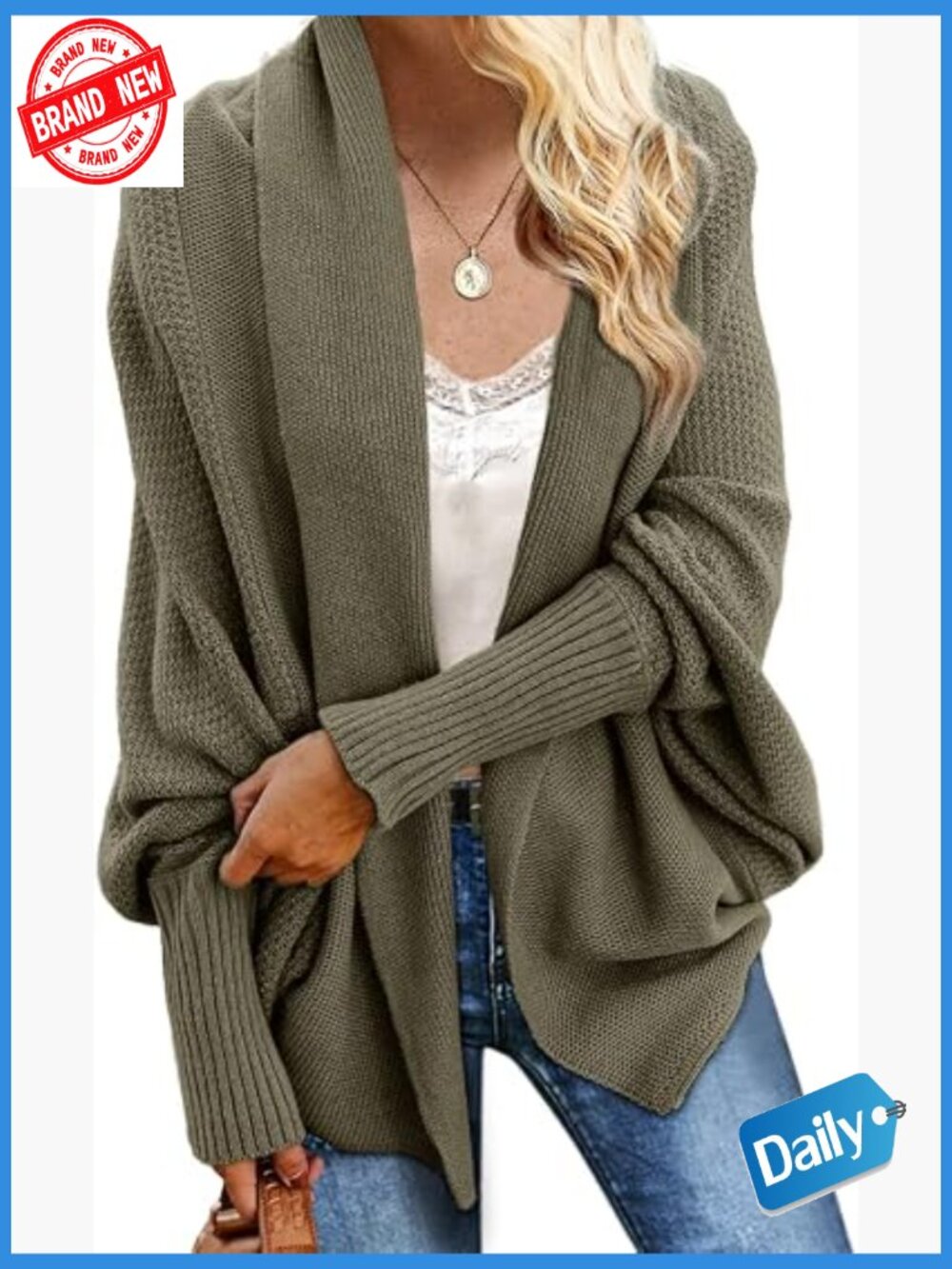 Chunky Batwing Cable Knit Oversized Cardigan Sweater